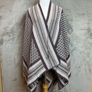 Marc New York Striped Checkered Cape Shawl Poncho Wmn’s OS